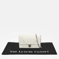 Pre Owned Dior White Cannage Leather Diorama Wallet On Chain