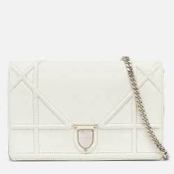 Pre Owned Dior White Cannage Leather Diorama Wallet On Chain