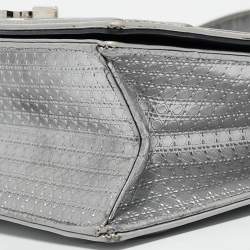 Dior Silver Leather Medium Diorama Flap Shoulder Bag