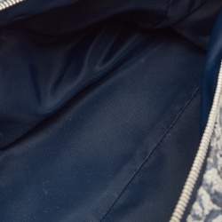 Pre Owned Dior Navy Blue Oblique Canvas and Leather Logo Charms Boston Bag