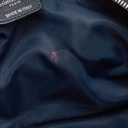 Pre Owned Dior Navy Blue Oblique Canvas and Leather Logo Charms Boston Bag