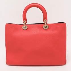 Pre Owned Dior Coral Leather Large Diorissimo Shopper Tote