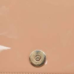 Pre Owned Dior Poudre Beige Cannage Patent Leather Lady Dior Chain Clutch