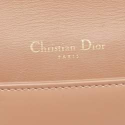 Pre Owned Dior Poudre Beige Cannage Patent Leather Lady Dior Chain Clutch