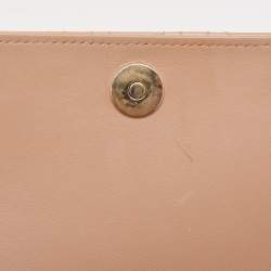 Pre Owned Dior Poudre Beige Cannage Patent Leather Lady Dior Chain Clutch