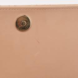 Pre Owned Dior Poudre Beige Cannage Patent Leather Lady Dior Chain Clutch