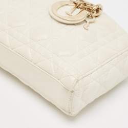 Pre Owned Dior Off White Cannage Leather Medium Lady D-Joy Tote