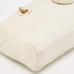 Pre Owned Dior Off White Cannage Leather Medium Lady D-Joy Tote