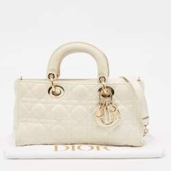 Pre Owned Dior Off White Cannage Leather Medium Lady D-Joy Tote