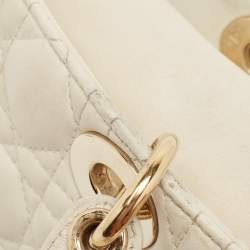 Pre Owned Dior Off White Cannage Leather Medium Lady D-Joy Tote
