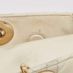Pre Owned Dior Off White Cannage Leather Medium Lady D-Joy Tote