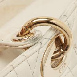 Pre Owned Dior Off White Cannage Leather Medium Lady D-Joy Tote