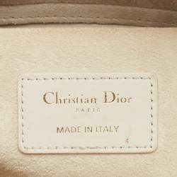 Pre Owned Dior Off White Cannage Leather Medium Lady D-Joy Tote