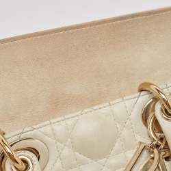 Pre Owned Dior Off White Cannage Leather Medium Lady D-Joy Tote