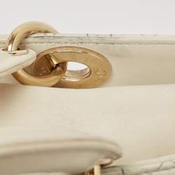 Pre Owned Dior Off White Cannage Leather Medium Lady D-Joy Tote