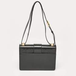 Dior Black Glossy Leather Montaigne 30 Flap Shoulder Bag