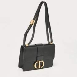 Dior Black Glossy Leather Montaigne 30 Flap Shoulder Bag
