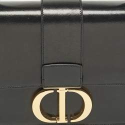 Dior Black Glossy Leather Montaigne 30 Flap Shoulder Bag