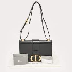 Dior Black Glossy Leather Montaigne 30 Flap Shoulder Bag