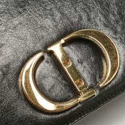 Dior Black Glossy Leather Montaigne 30 Flap Shoulder Bag