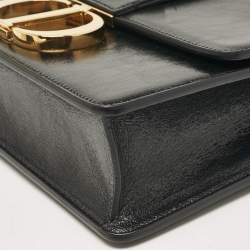 Dior Black Glossy Leather Montaigne 30 Flap Shoulder Bag