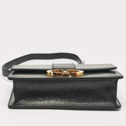 Dior Black Glossy Leather Montaigne 30 Flap Shoulder Bag