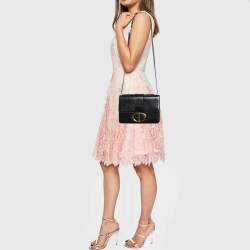 Dior Black Glossy Leather Montaigne 30 Flap Shoulder Bag