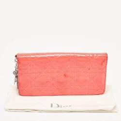 Dior Pink Cannage Patent Leather Lady Dior Bifold Wallet