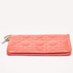 Dior Pink Cannage Patent Leather Lady Dior Bifold Wallet