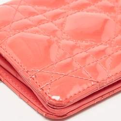 Dior Pink Cannage Patent Leather Lady Dior Bifold Wallet