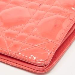 Dior Pink Cannage Patent Leather Lady Dior Bifold Wallet