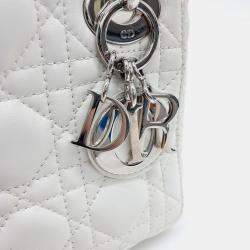 Dior White Leather Lady Mini Bag