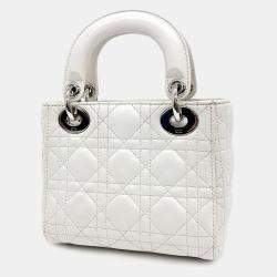 Dior White Leather Lady Mini Bag