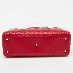 Dior Red Quilted Cannage Leather Large Lady Dior Tote