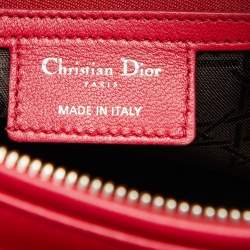 Dior Red Quilted Cannage Leather Large Lady Dior Tote