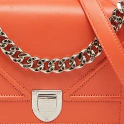 Dior Coral Orange Leather Small Diorama Shoulder Bag