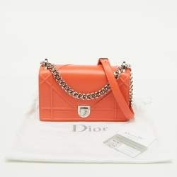 Dior Coral Orange Leather Small Diorama Shoulder Bag