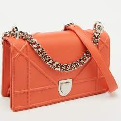 Dior Coral Orange Leather Small Diorama Shoulder Bag