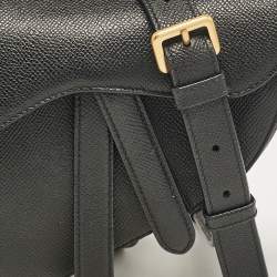 Pre Owned Dior Black Leather Mini Saddle Bag