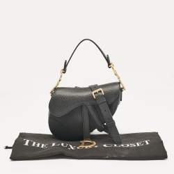 Pre Owned Dior Black Leather Mini Saddle Bag