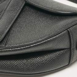 Pre Owned Dior Black Leather Mini Saddle Bag