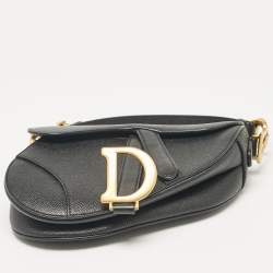 Pre Owned Dior Black Leather Mini Saddle Bag