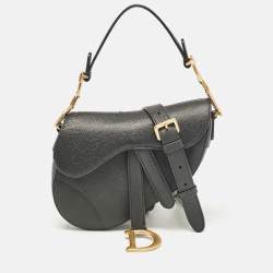 Pre Owned Dior Black Leather Mini Saddle Bag