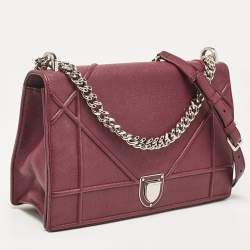 Dior Burgundy Leather Large Diorama Flap Shoulder Bag