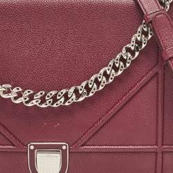 Dior Burgundy Leather Large Diorama Flap Shoulder Bag