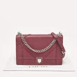 Dior Burgundy Leather Large Diorama Flap Shoulder Bag