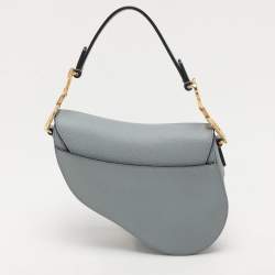 Pre Owned Dior Blue Leather Mini Saddle Bag