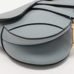 Pre Owned Dior Blue Leather Mini Saddle Bag