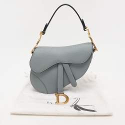 Pre Owned Dior Blue Leather Mini Saddle Bag
