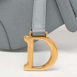 Pre Owned Dior Blue Leather Mini Saddle Bag